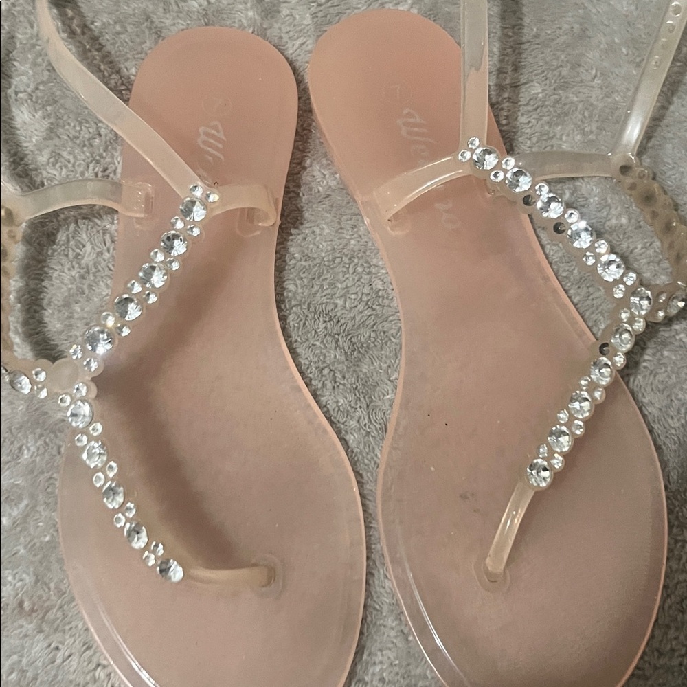 Elegant Clear Sandals with Rhinestone Detailing